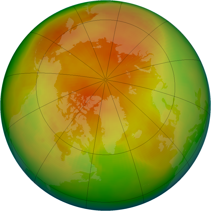 Arctic ozone map for April 1983